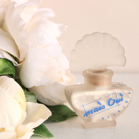 Vintage 1940s Bourjois Mais Oui Perfumed Talc, Frosted Glass Jar, French Perfume - Picture 1 of 9